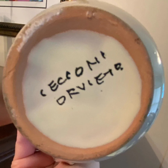 Vintage handpainted rustic traditional painted Pizza wine pitcher from Italy - Picture 4 of 5